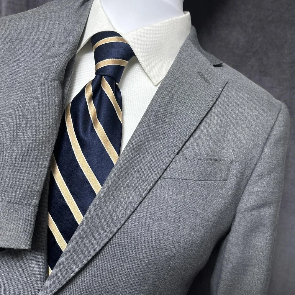 J Ferrar Suit 36S Super Slim 29x30 Gray Stretch Classic Preppy Formal